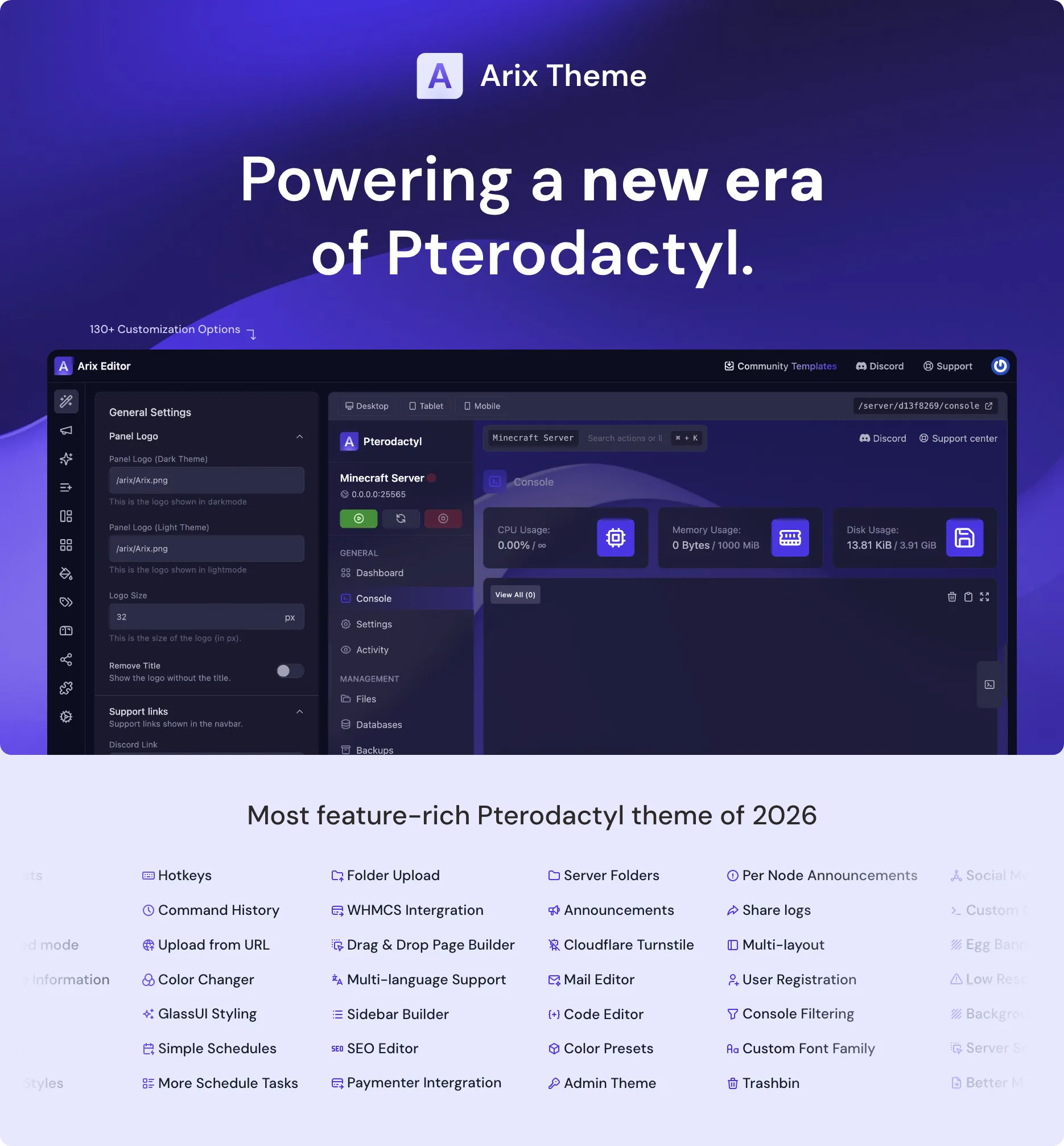 Arix Theme | LATEST PTERODACTYL